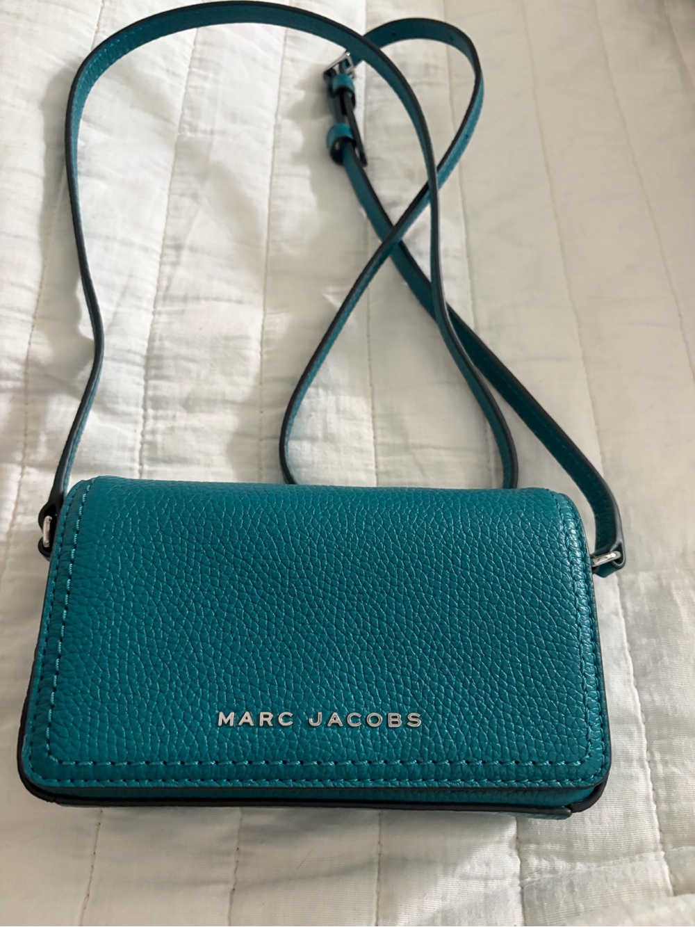 Marc Jacobs Teal Pebbled Leather Crossbody mini bag - Harbor blue